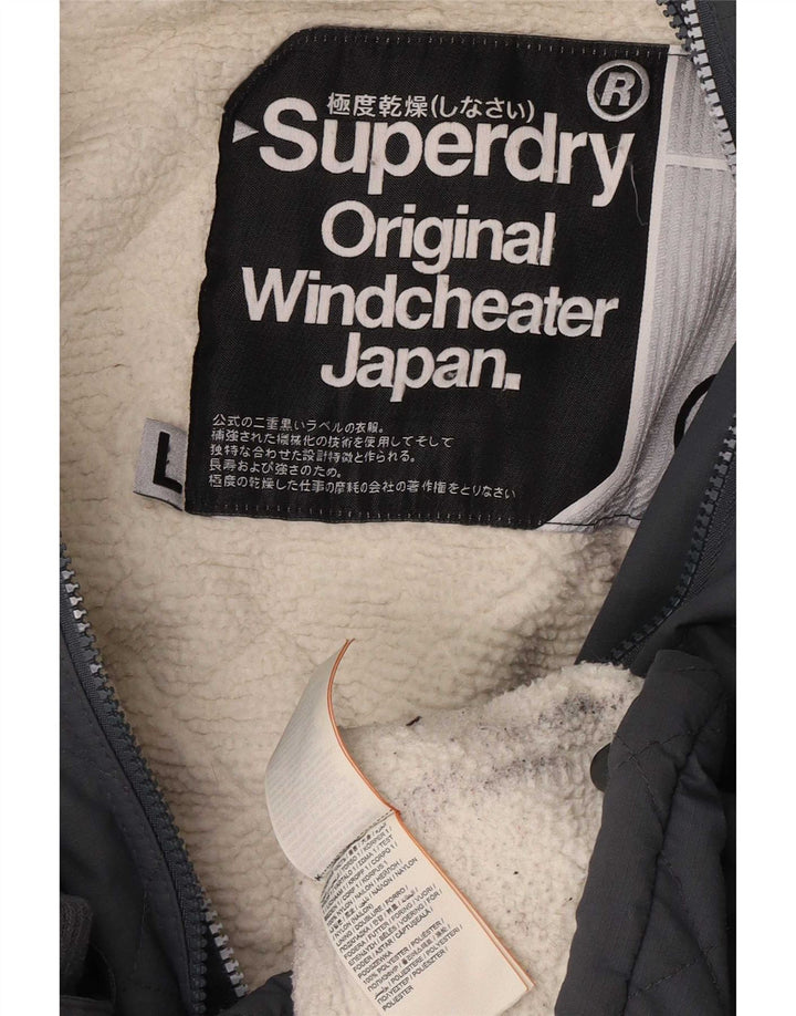 Superdry Veste coupe-vent à capuche Windcheater pour femme UK 40 Large Gris