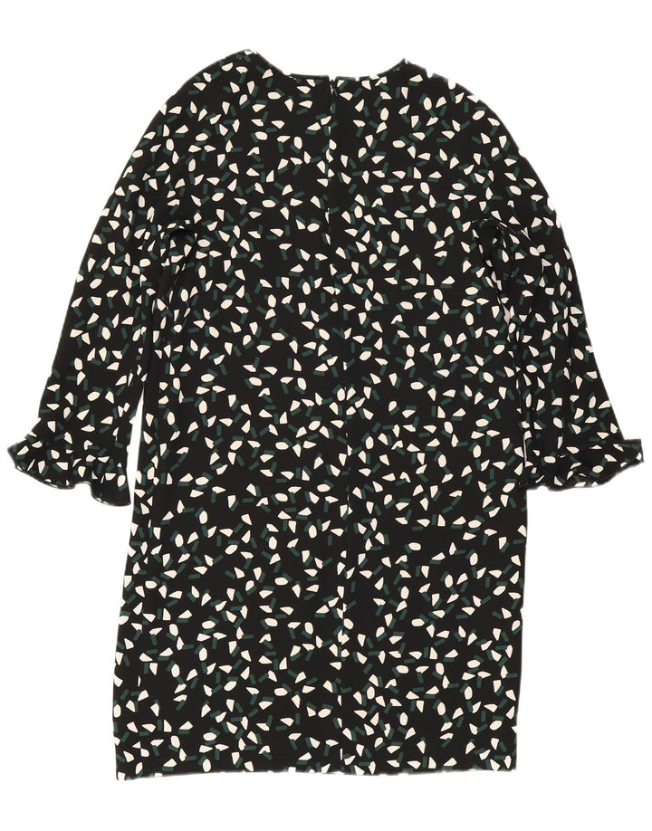 Max Mara Robe droite à manches 3/4 pour femme UK 8 Small Noir Géométrique Polyester