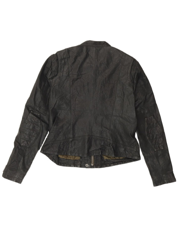SUPERDRY Veste en cuir pour femme UK 14 Cuir noir moyen