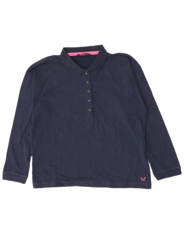 Crew Clothing Polo à manches longues pour femme UK 12 Bleu marine moyen