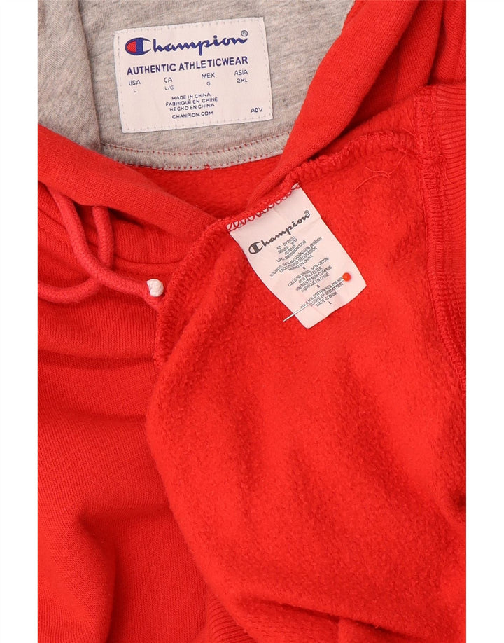 Champion Pull à capuche pour homme en coton rouge Large