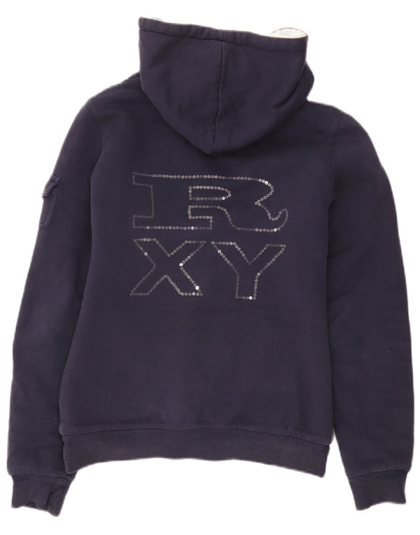 Roxy Pull à capuche zippé graphique pour femme UK 6 XS Bleu marine Polyester
