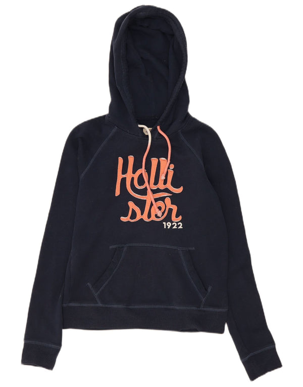 Hollister Pull à capuche graphique pour femme UK 10 Small Bleu marine Coton