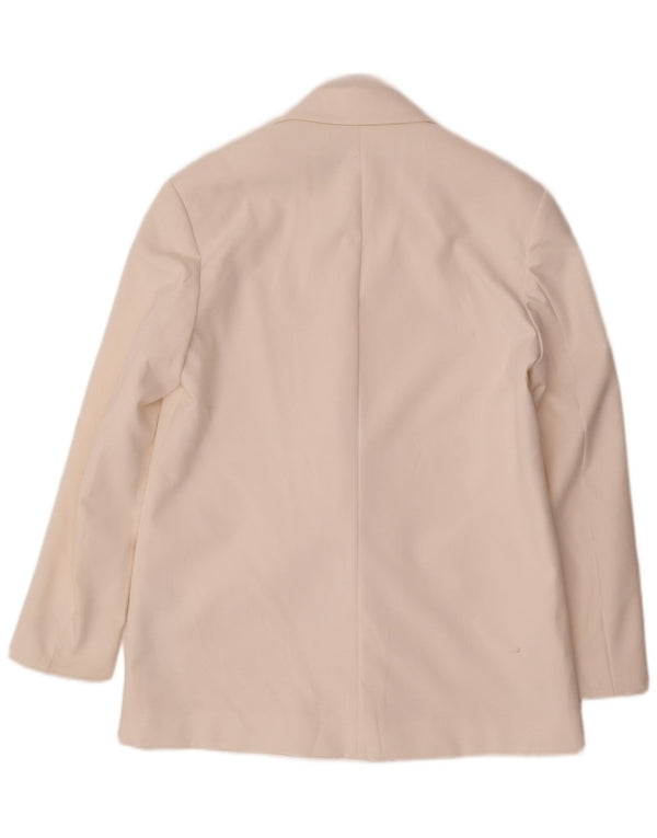 Zara Veste blazer surdimensionnée à double boutonnage pour femme UK 6 XS Blanc Polyester