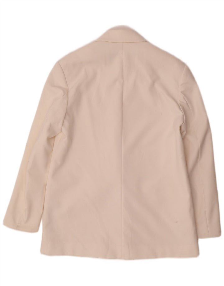 Zara Veste blazer surdimensionnée à double boutonnage pour femme UK 6 XS Blanc Polyester