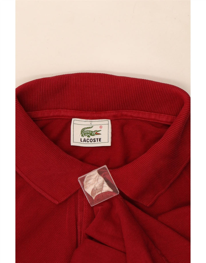 Lacoste Polo à manches longues pour homme Taille 4 Coton rouge moyen