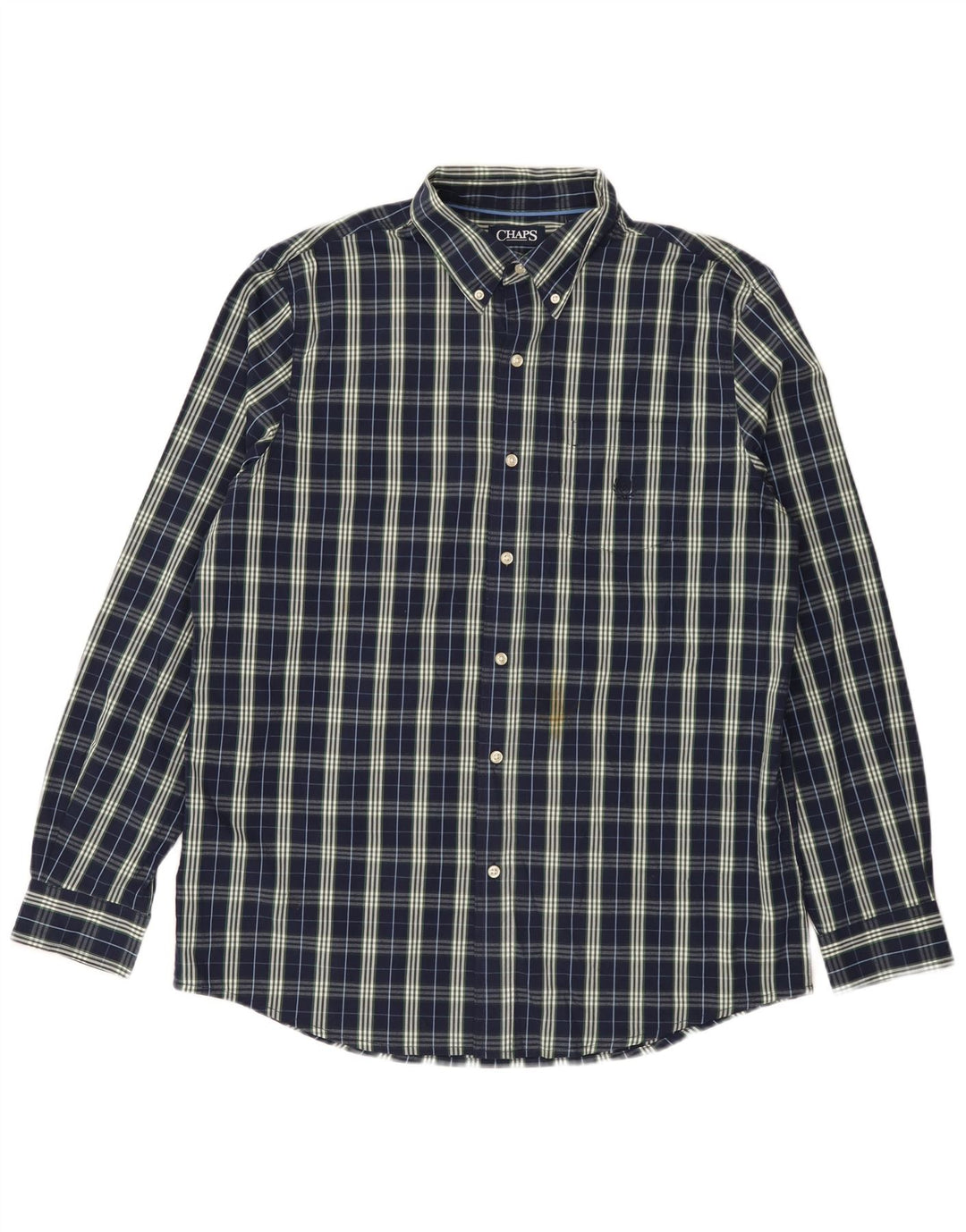 Chaps Chemise Homme Grand Carreau Bleu Marine Coton