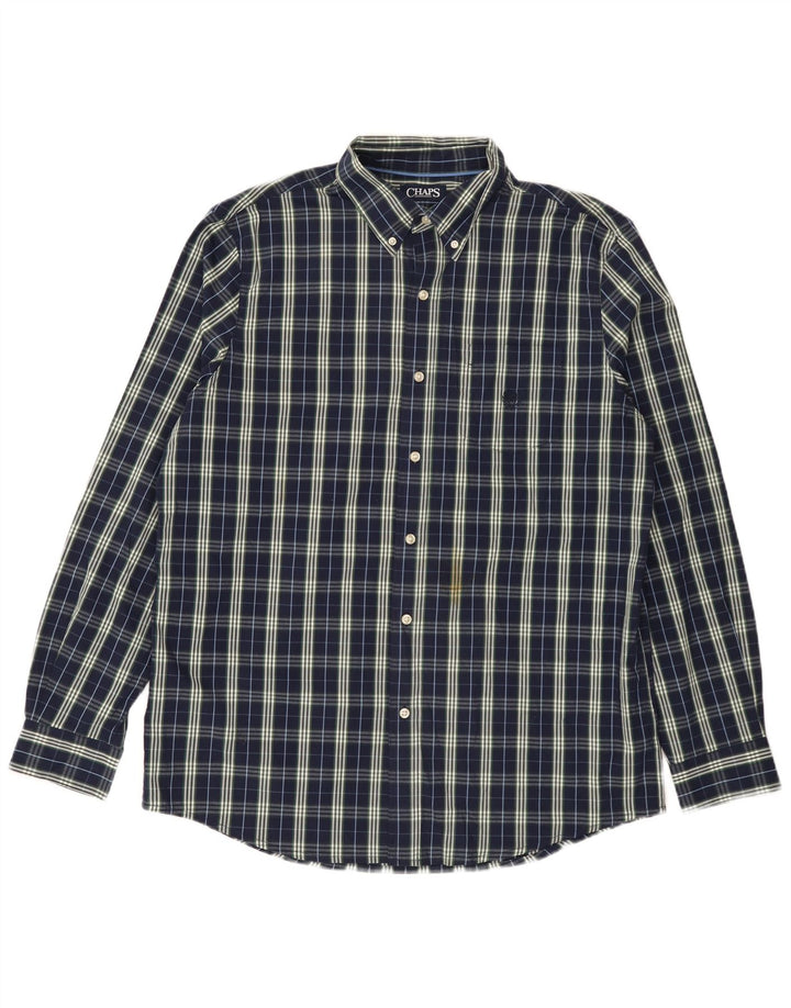 Chaps Chemise Homme Grand Carreau Bleu Marine Coton