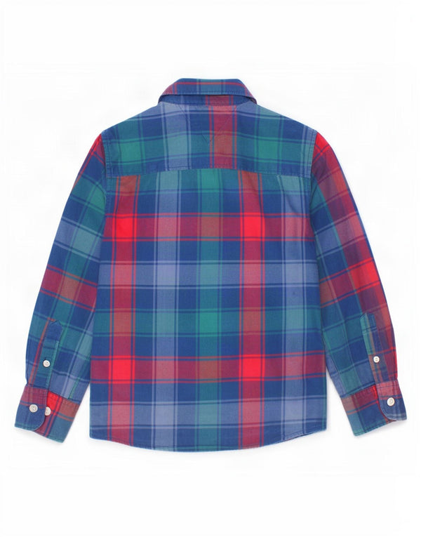 Tommy Hilfiger Chemise en flanelle pour garçon 3-4 ans Bleu à carreaux en coton