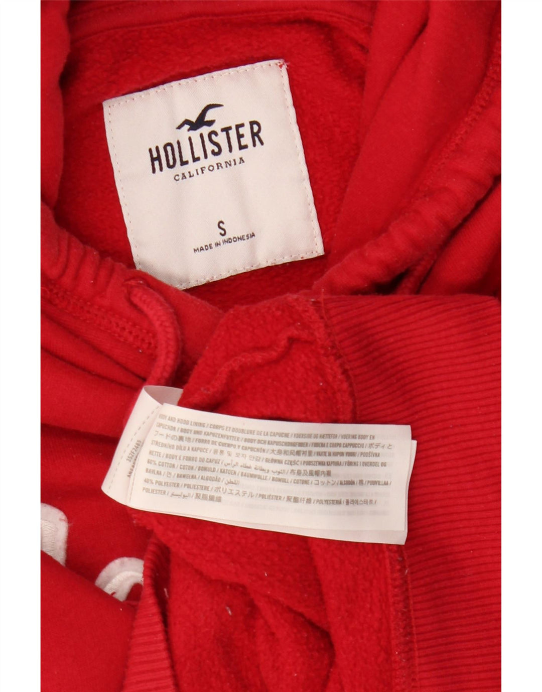 HOLLISTER Pull à capuche graphique pour femme UK 10 Small Rouge Coton