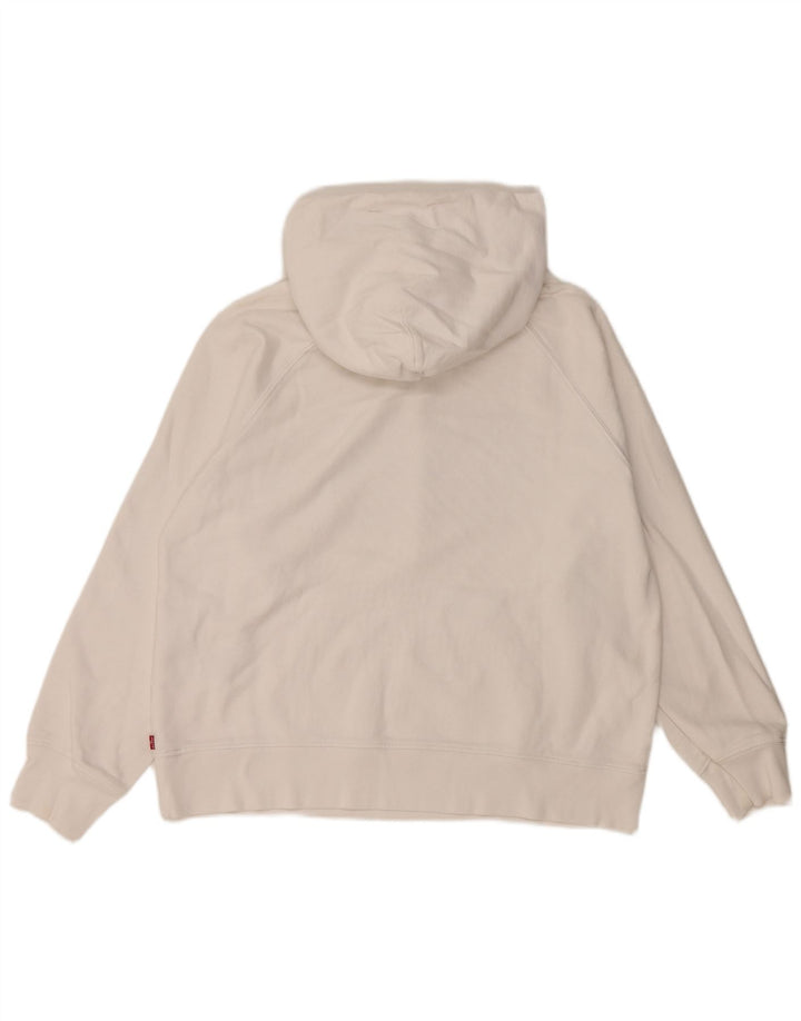 LEVI'S Pull à capuche graphique pour femme UK 14 en coton blanc moyen