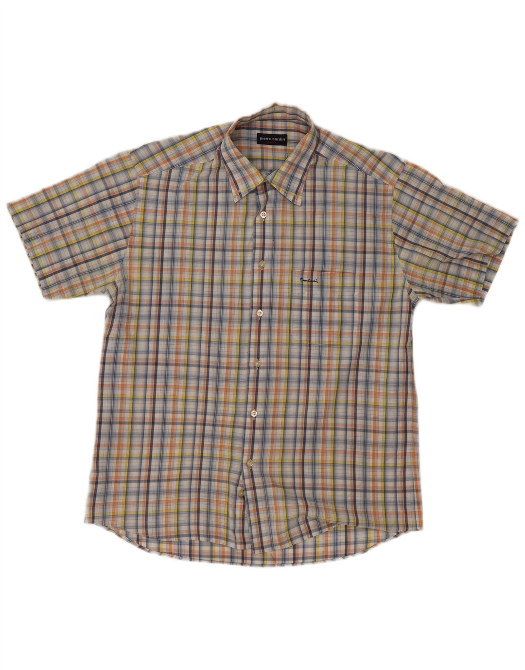 Pierre Cardin Chemise à manches courtes pour homme Taille 41 Grand chèque multicolore