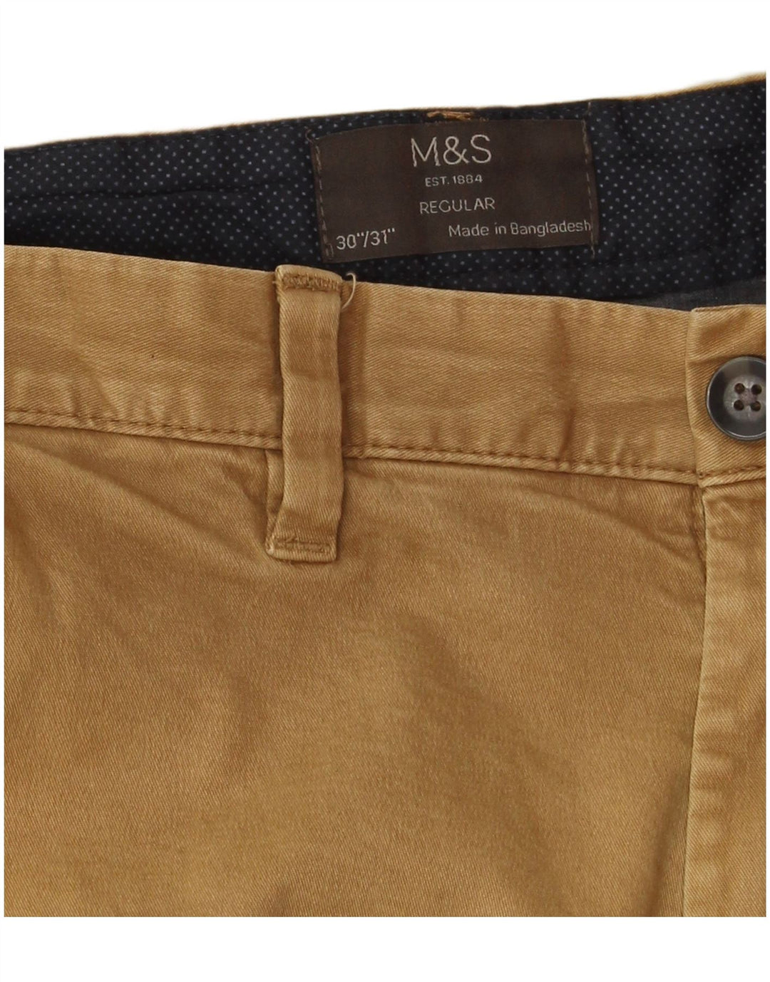 Marks & Spencer Pantalon Chino Droit Regular Homme W30 L31 Beige