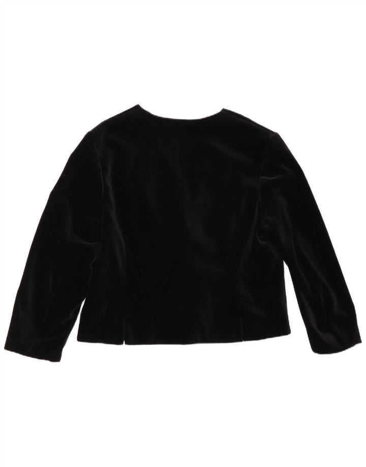 vintage Femme Velours 6 Bouton Blazer Veste UK 14 Moyen Noir Coton
