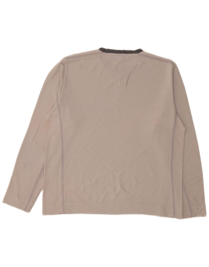 HUGO BOSS Homme Top Manches Longues XL Blanc Cassé Colourblock Coton