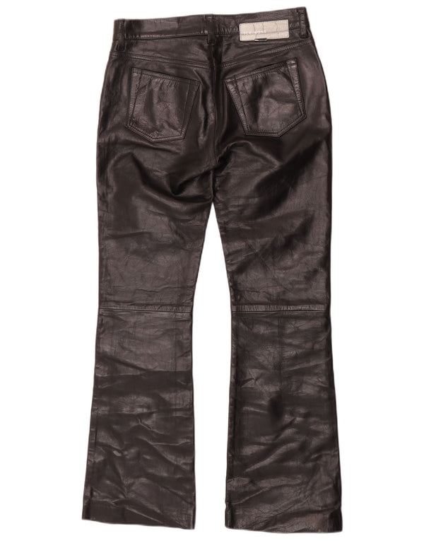 Pantalon en cuir Bootcut femme Iceberg W27 L29 cuir noir