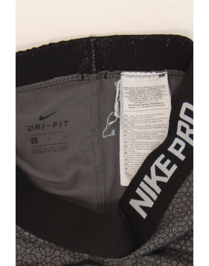 Nike Femme Dri Fit Graphic Leggings UK 8 Petit Gris Géométrique Polyester