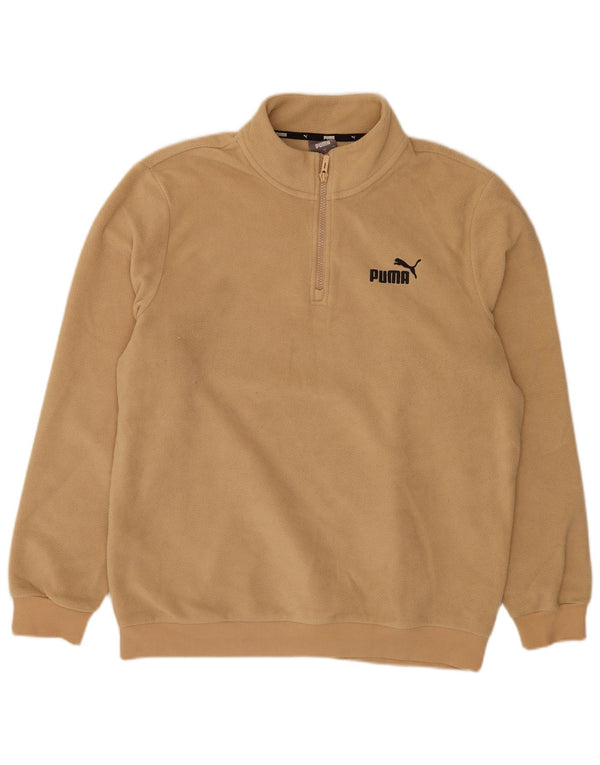 Puma Pull polaire à col zippé pour homme Large Beige Polyester