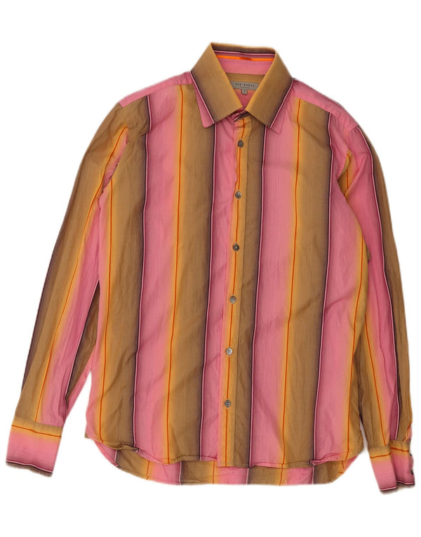 Ted Baker Chemise Homme Taille 3 Moyenne Coton Rayé Multicolore