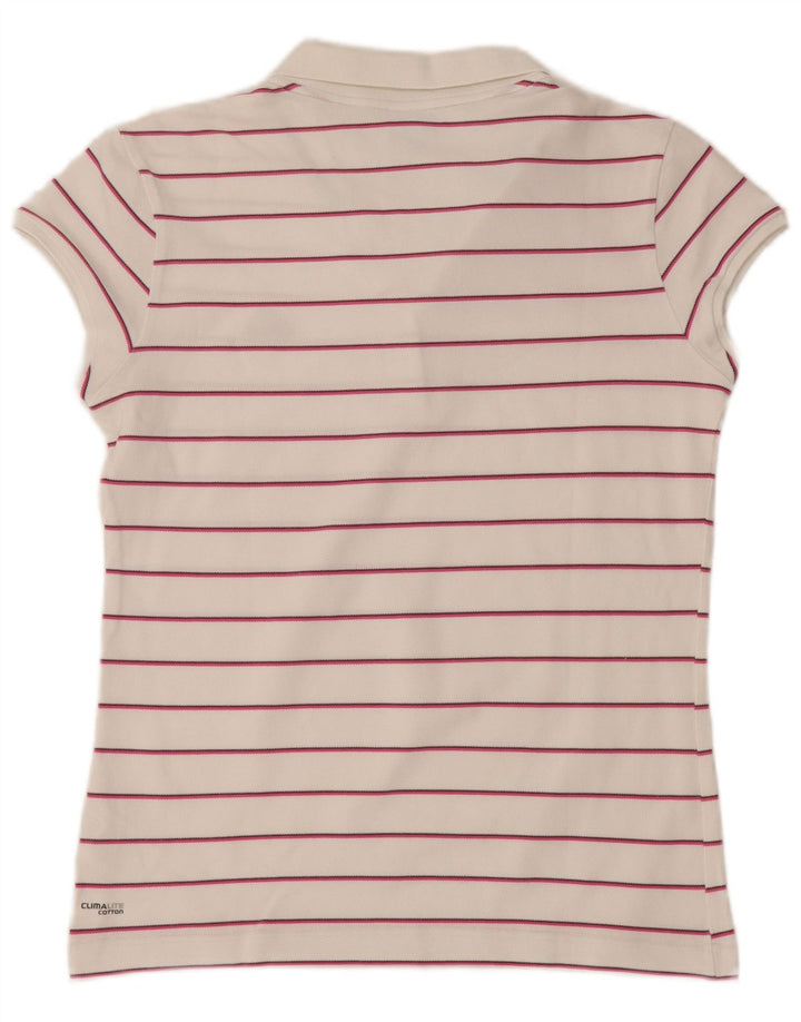 ADIDAS Polo Clima 365 pour femme UK 16 Grand coton rayé blanc