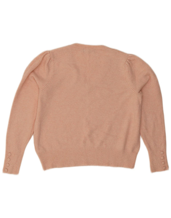 Marks & Spencer Pull court à col en V pour femme UK 12 en coton rose moyen