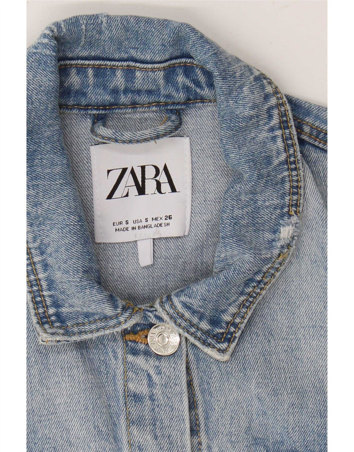 Zara Veste en jean pour femme UK 10 Petit Bleu