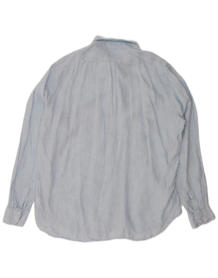 J. CREW Chemise haute coupe classique pour homme 2XL en lin bleu