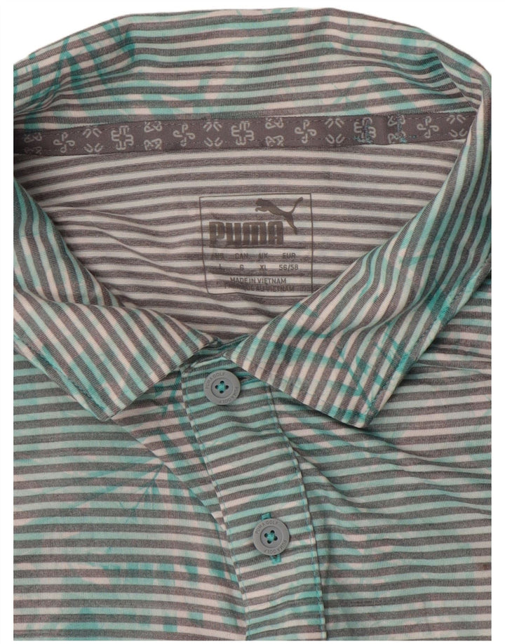 PUMA Polo homme XL vert à fines rayures