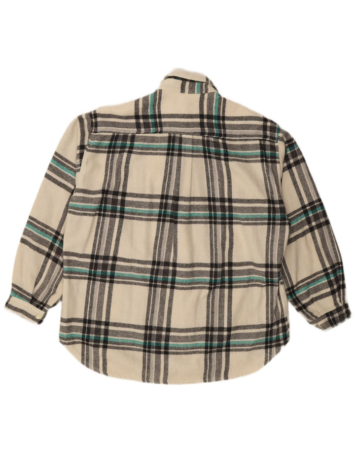 Mazzonetto Chemise en Flanelle Lumberjack Homme en Laine à Carreaux Blanc