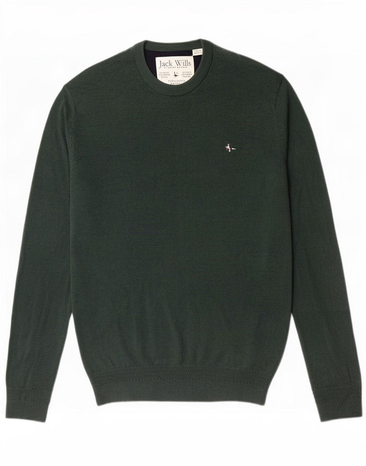 Jack Wills Pull à col rond pour homme en coton vert petit