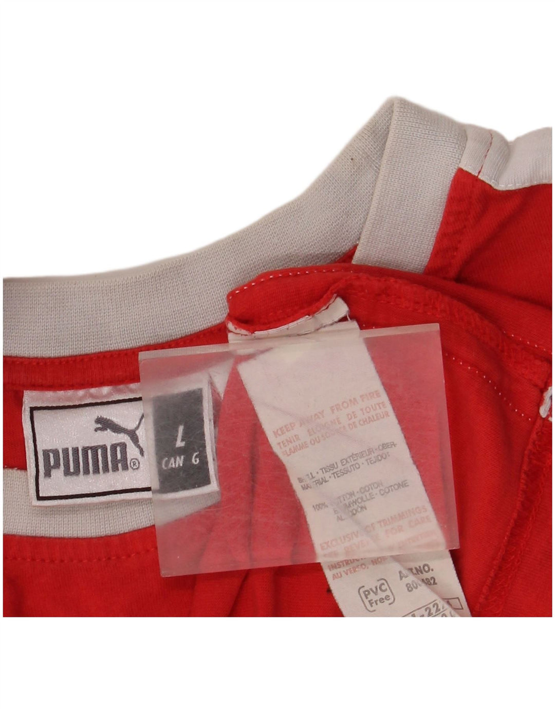 Puma T-Shirt Graphique Homme Rouge Large Coton Colorblock