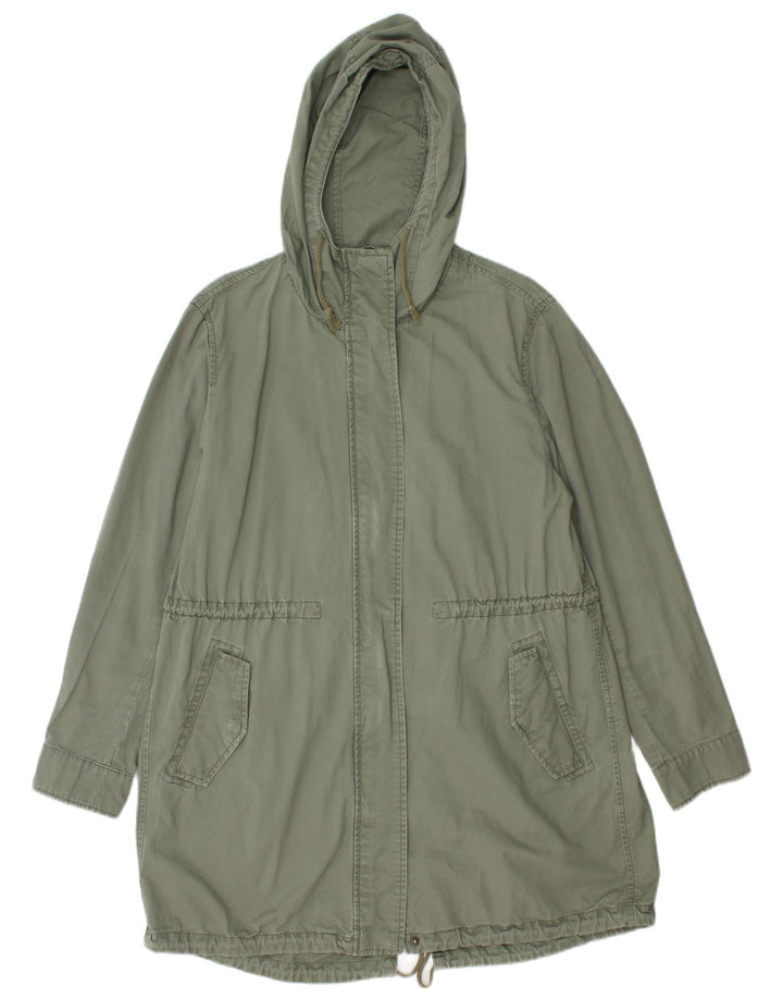 Benetton Parka à capuche pour femme UK 16 Large Kaki Coton
