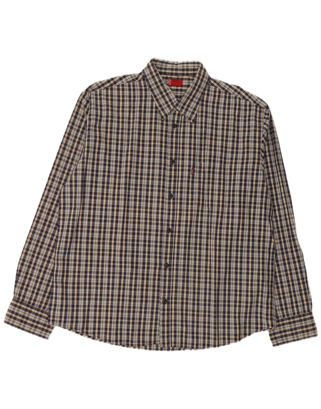 LEVI'S Chemise Homme XL Bleu Marine Carreaux Polyester