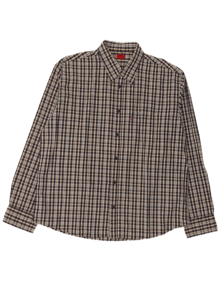 LEVI'S Chemise Homme XL Bleu Marine Carreaux Polyester