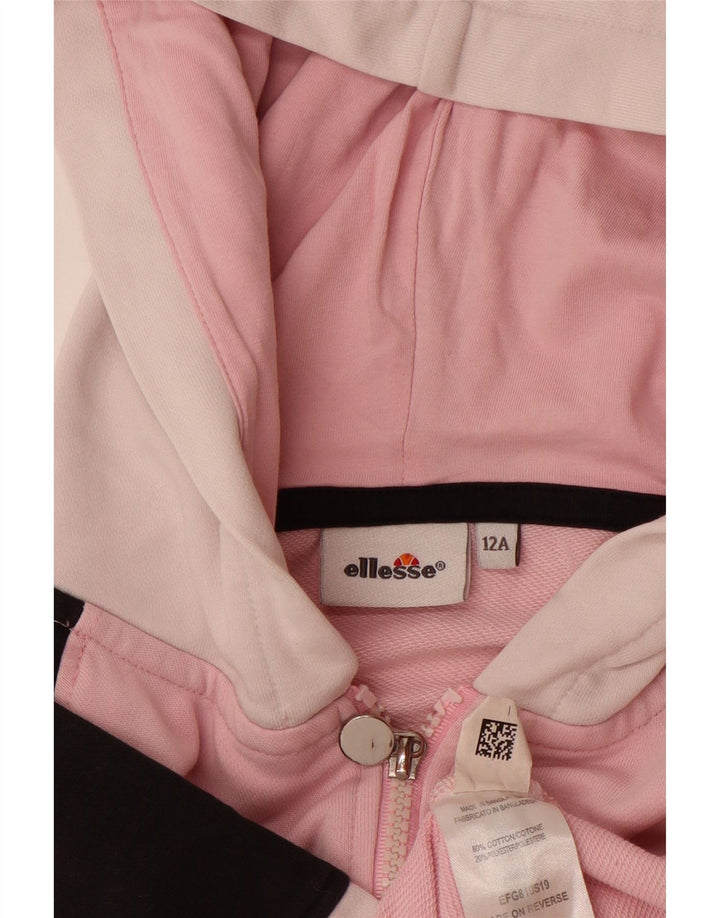 ELLESSE Pull à capuche zippé graphique pour fille 11-12 ans Rose Colourblock