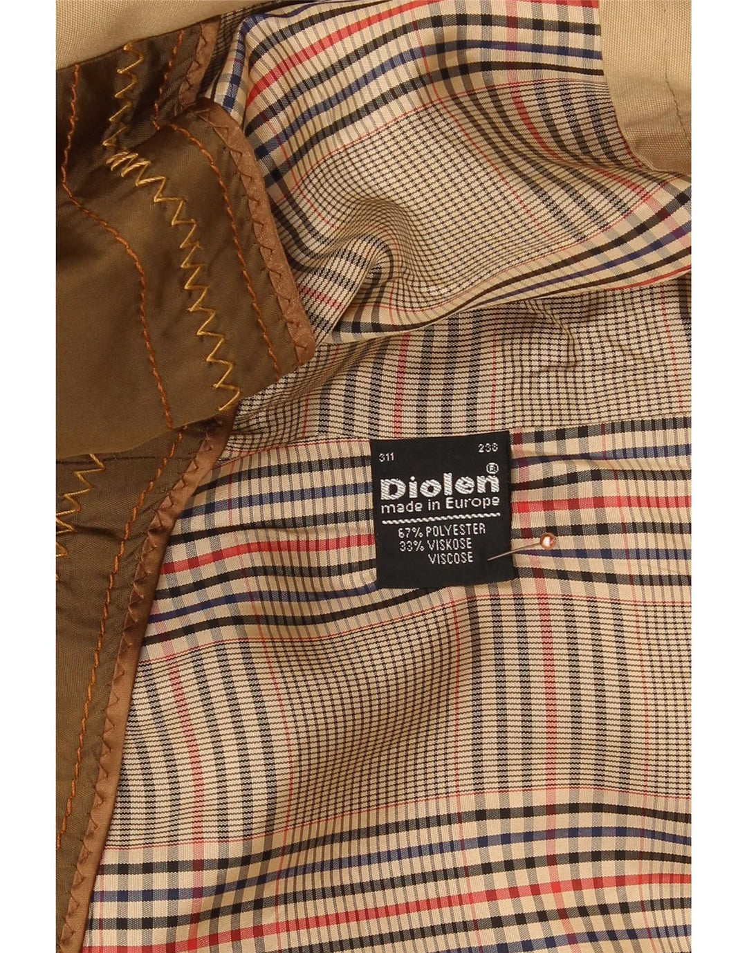 Diolen Trench à capuche pour homme UK 36 Petit Beige Polyester Classique