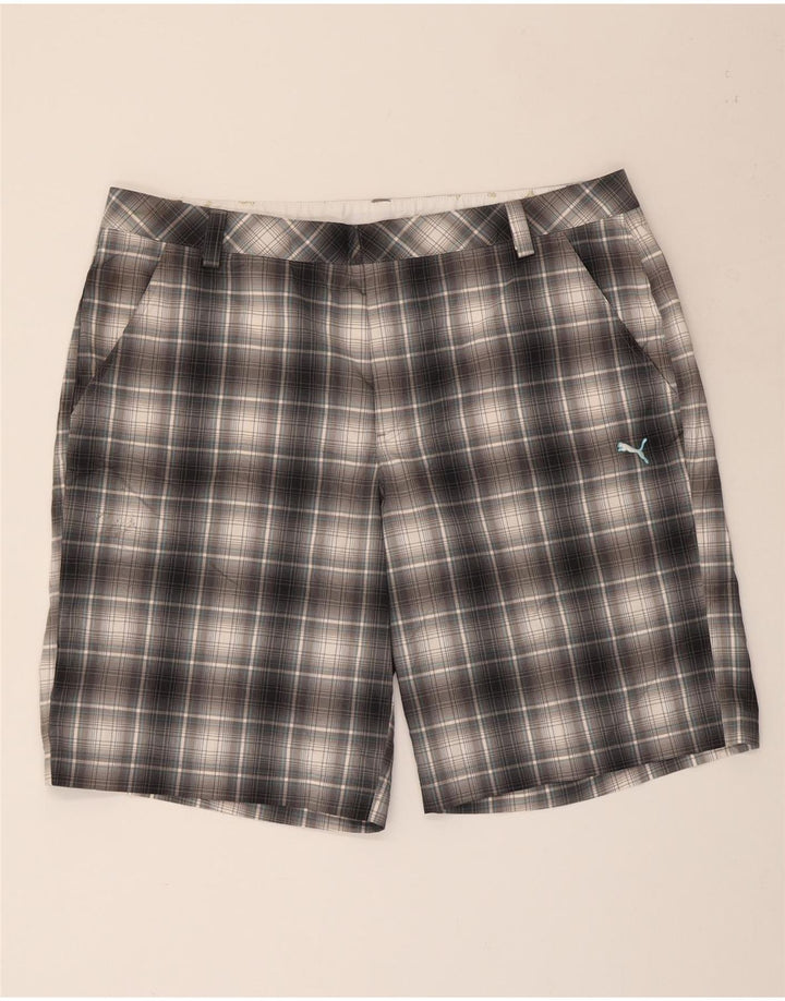 Puma Short Chino Homme W40 XL Gris Carreaux Polyester