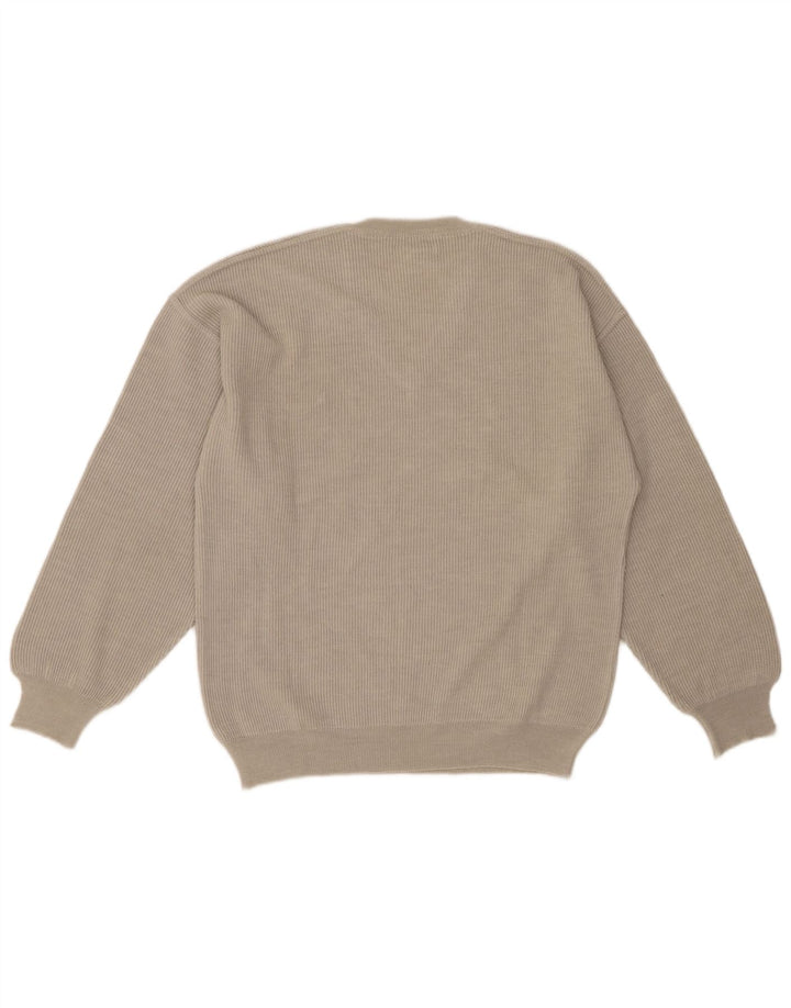 IL GRANCHIO Pull Col V Homme Laine Beige Moyen