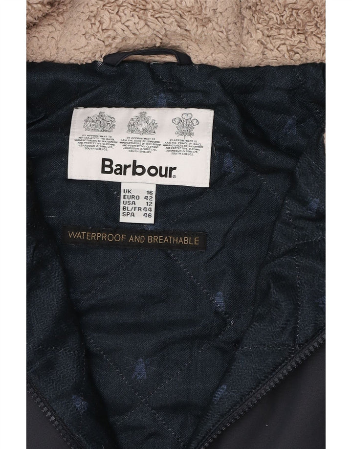 Barbour Parka à capuche pour femme UK 16 Large Bleu marine