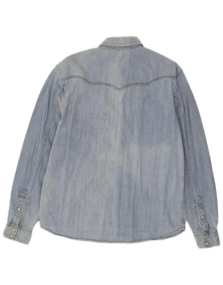 WRANGLER Chemise en jean décontractée pour homme Petit coton bleu