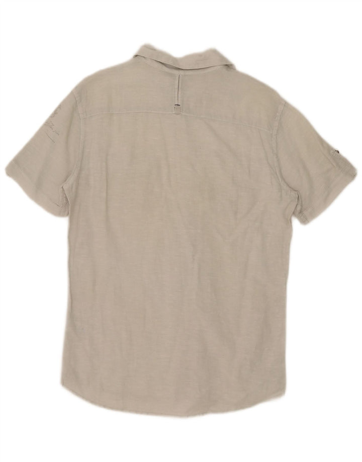 Gas Chemise à Manches Courtes Homme Lin Beige Moyen