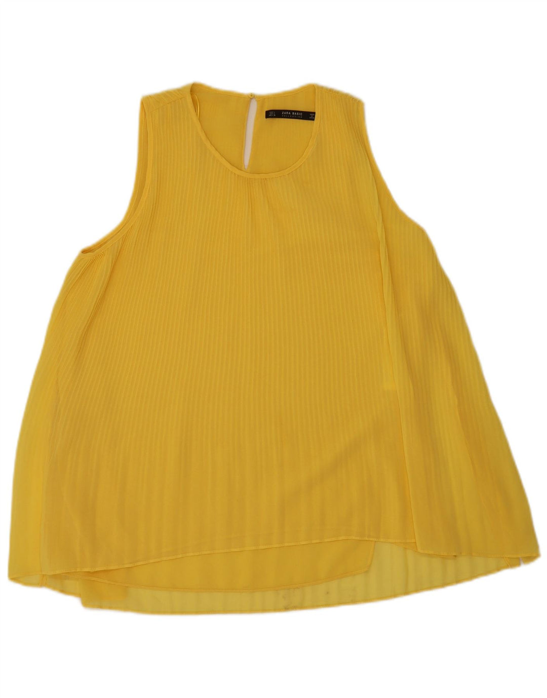 Zara Femme Chemisier sans manches Top UK 16 Large Jaune Polyester