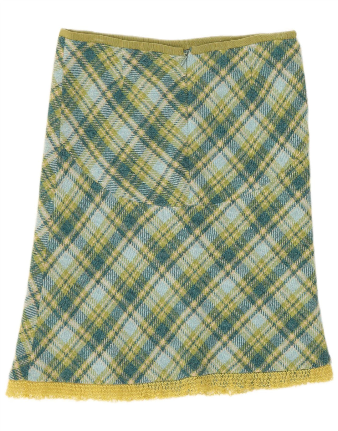 Stefanel Jupe trapèze pour femme IT 40 Small W28 Vert à carreaux
