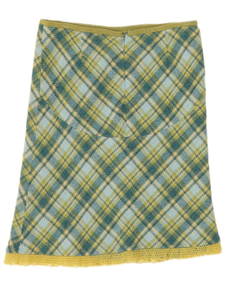 Stefanel Jupe trapèze pour femme IT 40 Small W28 Vert à carreaux