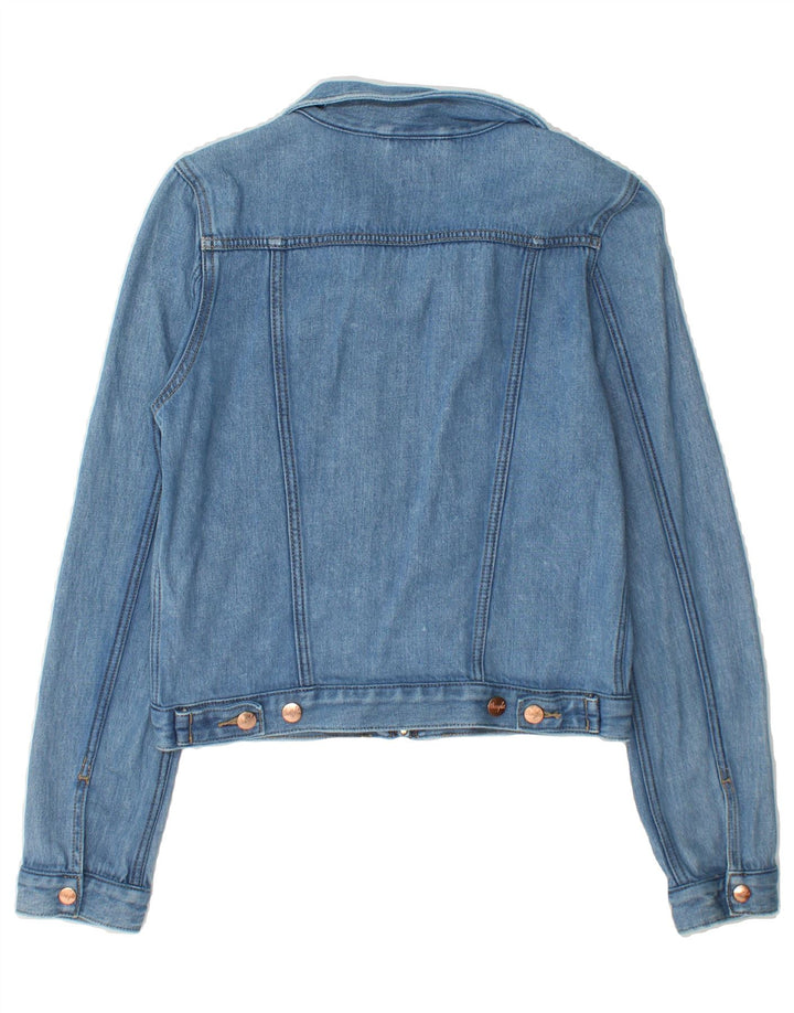 WRANGLER Womens Crop Denim Jacket UK 10 Small Blue Cotton Vintage Wrangler and Second-Hand Wrangler from Messina Hembry 