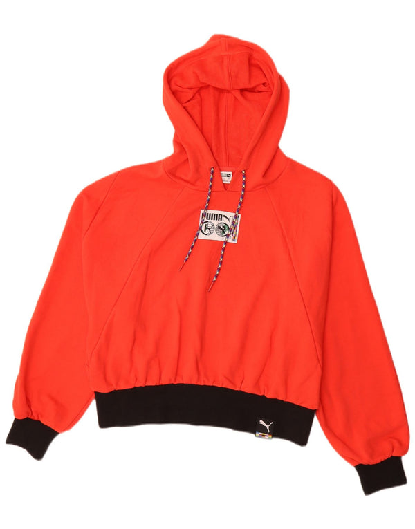 Puma Pull à capuche graphique surdimensionné pour femme UK 10 Small Rouge Colourblock