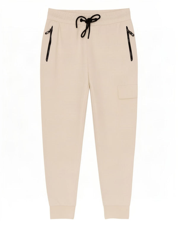 Zara Mens Cargo Tracksuit Trousers Joggers Small White Cotton