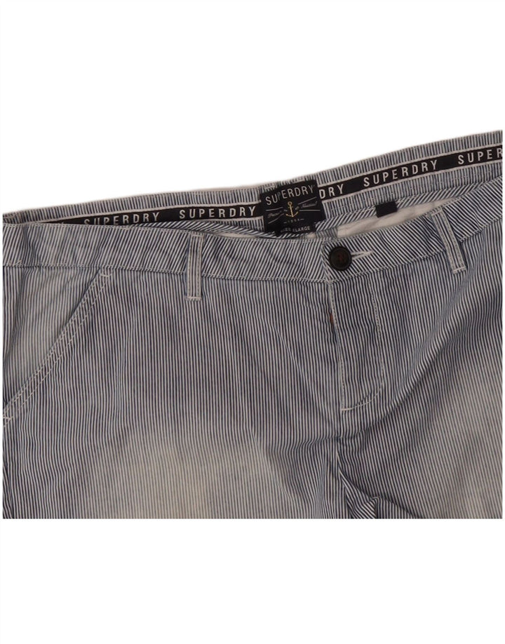 SUPERDRY Short décontracté pour femme XL W40 Bleu en coton à fines rayures