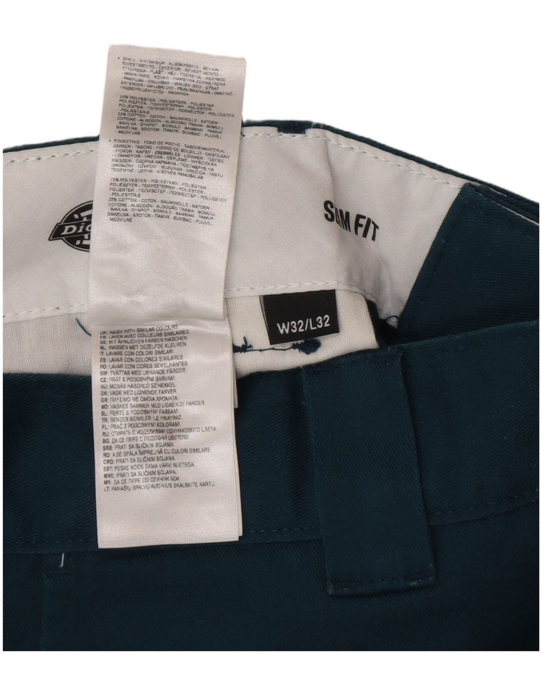 Dickies Pantalon Chino Coupe Slim Homme W32 L32 Bleu Polyester