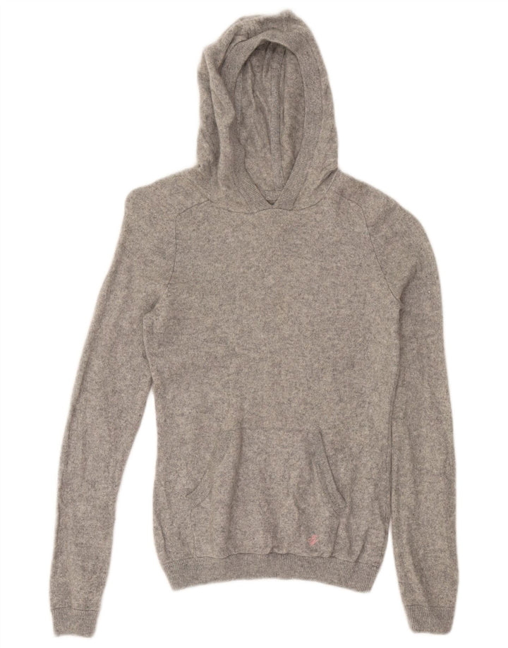 JACK WILLS Pull court à capuche pour femme UK 12 Gris moyen cachemire